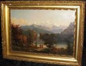 Sierra Mountains With Indians by Albert Bierstadt
