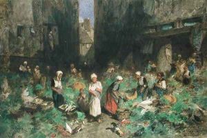 The Vegetable Market by Louis Adolphe Hervier