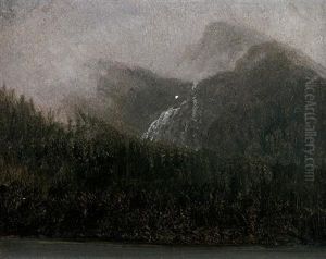 American, - Mountain Tops Andfirs by Albert Bierstadt