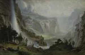 The Domes Of Yosemite. by Albert Bierstadt