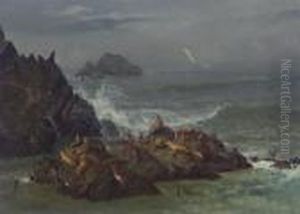 Seal Rocks, Pacific Ocean, California by Albert Bierstadt