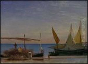 Boats At Capri by Albert Bierstadt