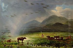 Amerikanische Landschaft Mit Kuhen by Albert Bierstadt