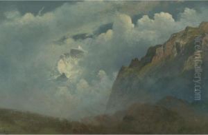 Mountain Peaks In The Clouds by Albert Bierstadt