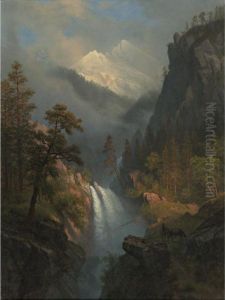 Cascading Falls At Sunset