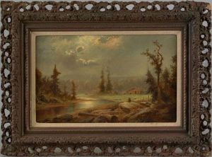 Landscape With River And House by Albert Bierstadt