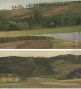 Landscape With Pond, Westphalia,
Germany; And Fields And Valley, Westphalia, Germany: Two Works by Albert Bierstadt