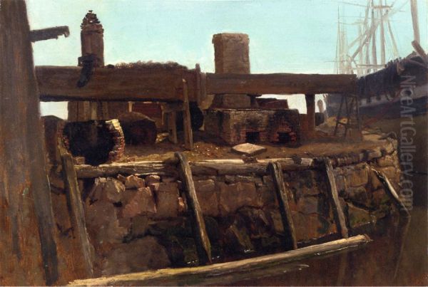 Wharf Scene With Ship At Dock - view 1