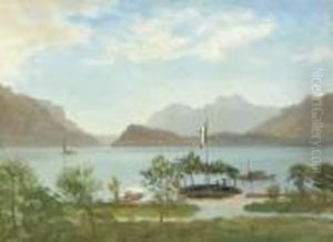Boating On The Lake, Northern Italy by Albert Bierstadt