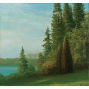Landscape With Trees And Lake by Albert Bierstadt