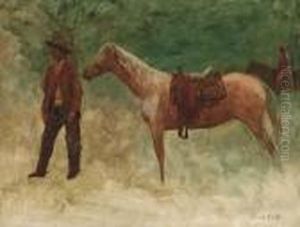 Standing Cowboy With Horse by Albert Bierstadt