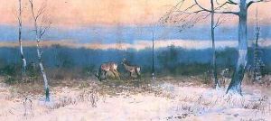 Deer in Clearing by Juliusz Holzmuller