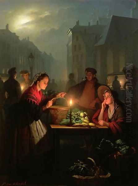 A Vegetable Stall at Night - view 1