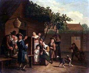 Children Watching a Peep Show in a Village Courtyard