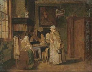 A family at a table in an interior A family at a table in an interior