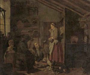 A gentleman eating oysters in a kitchen