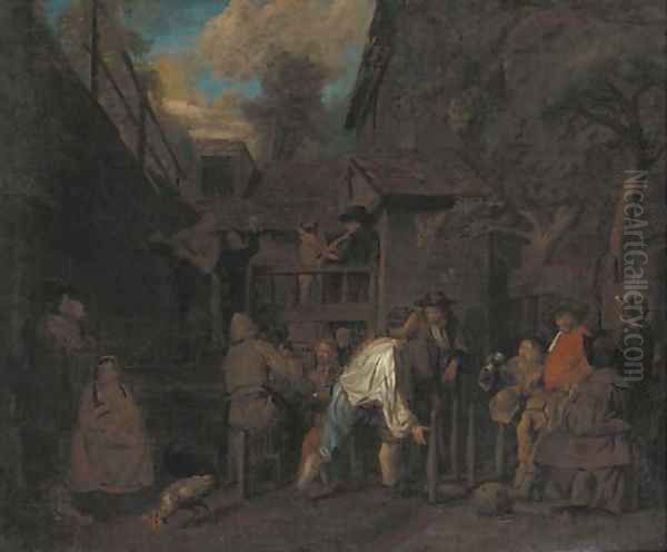Peasants merrymaking outside a tavern - view 1