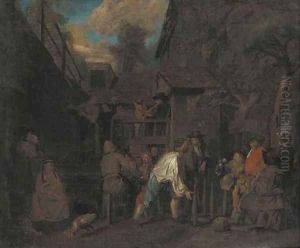 Peasants merrymaking outside a tavern by Jan Jozef, the Younger Horemans
