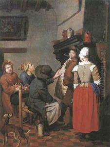 Company smoking and conversing in a kitchen