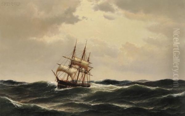 A Masted Ship In Stormy Waters - view 1