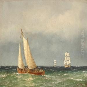 Marine With Fishing Boats On The Great Sound by Carl Ludwig Bille