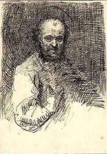 A bearded saint, bust-length by Francisco de, the Younger Herrera