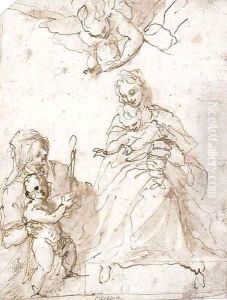 The Madonna and Child with the Infant Baptist and Saint Anne by Francisco de, the Younger Herrera