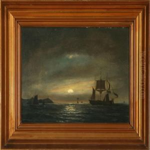 Seascape In Moonlight by Carl Ludwig Bille