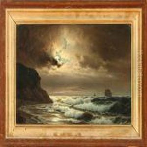 Coastal Scene Inmoonlight by Carl Ludwig Bille