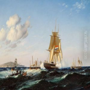 Seascape With A Dutch Brig Being Attacked