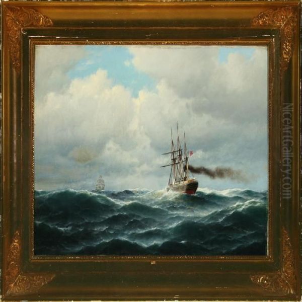 Seascape With Steamer And Sailing Ship - view 1