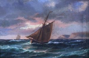 Fischkutter Vor Der Halbinsel Kullen Im Kattegat by Carl Ludwig Bille