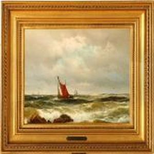 A Marine Outside Kullen,sweden by Carl Ludwig Bille