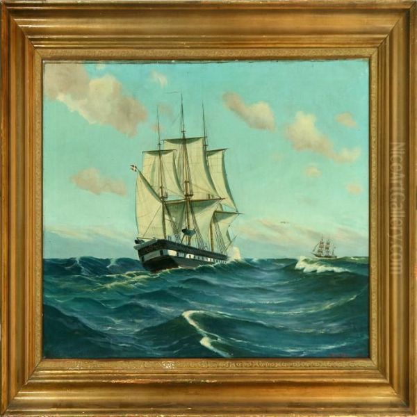 Marine With A Danish Barque On Open Sea - view 1