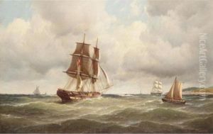 A Danish Frigate Off A Headland