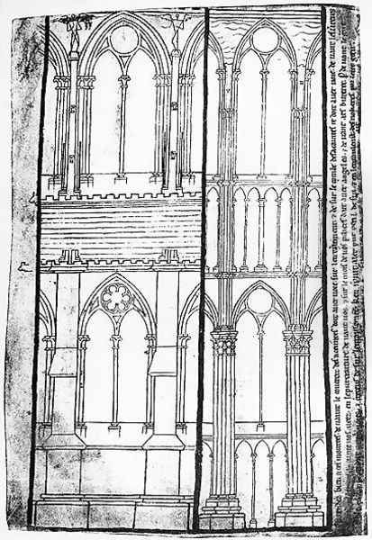 Exterior and Interior Elevation of the Lateral Walls of Reims Cathedral - view 1