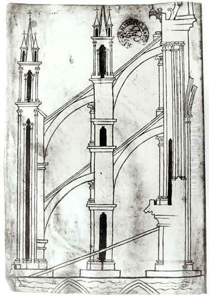 Section of the wall and arch of the absidial chapels of Reims Cathedral - view 1