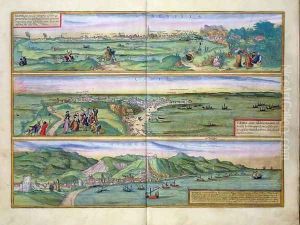 Map of Seville Cadiz and Malaga from Civitates Orbis Terrarum by Joris Hoefnagel