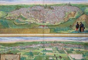 Map of Toledo and Valladolid from Civitates Orbis Terrarum by Joris Hoefnagel