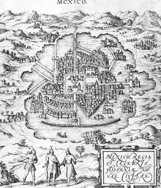 Map of Mexico illustration from Civitates Orbis Terrarum - view 1
