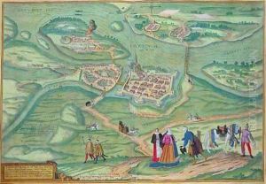 Map of Raab from Civitates Orbis Terrarum by Joris Hoefnagel