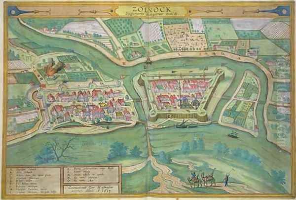 Map of Szolnok from Civitates Orbis Terrarum - view 1