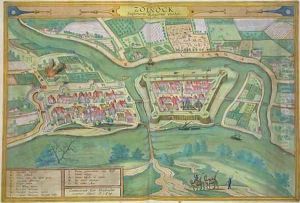 Map of Szolnok from Civitates Orbis Terrarum by Joris Hoefnagel