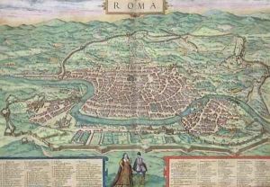 Map of Rome from Civitates Orbis Terrarum 3 by Joris Hoefnagel