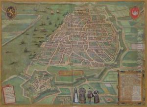 Map of Antwerp from Civitates Orbis Terrarum by Joris Hoefnagel