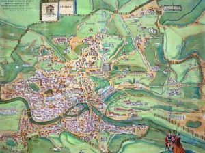 Map of Rome from Civitates Orbis Terrarum 2 by Joris Hoefnagel
