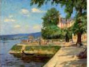La Terrasse A Caudebec by Georges Binet