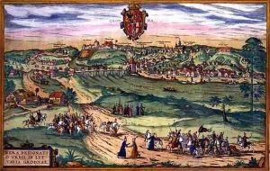 Town Plan of Grodno from Civitates Orbis Terrarum by Joris Hoefnagel