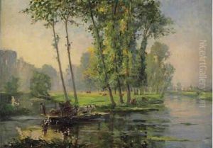 Bord De Riviere Animee by Georges Binet