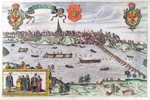 Map of Warsaw from Civitates Orbis Terrarum 3 by Joris Hoefnagel